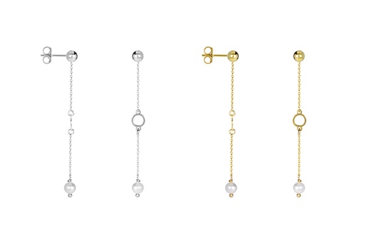 Sterling silver circle pearl earring