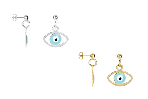 Pendiente plata 925 ojo turco esmalte bola 3mm