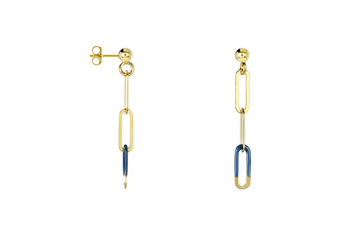 [15901EEAADO] Sterling silver link chain enamel earring