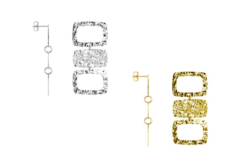 Sterling silver rectangular earring