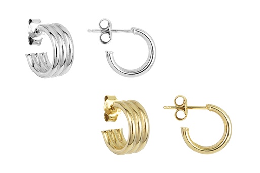 Sterling silver triple hoop earring