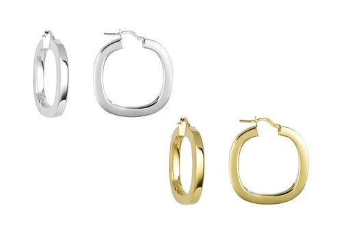 Pendiente plata 925 aro tubo cuadrado 4x4mm