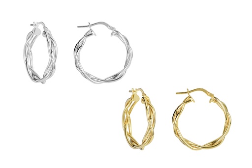 Sterling silver braided hoop earring