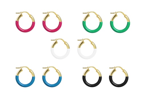 Sterling silver enamel hoop earring