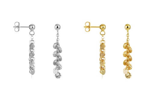 Sterling silver long multiplate diamond cut earring