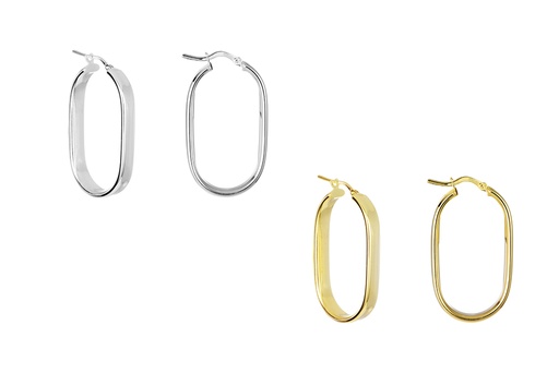 Sterling silver flat hoop earring