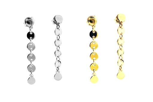 Pendiente plata 925 cadena mini placas 4mm