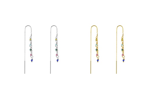 Sterling silver mix stone chain earring