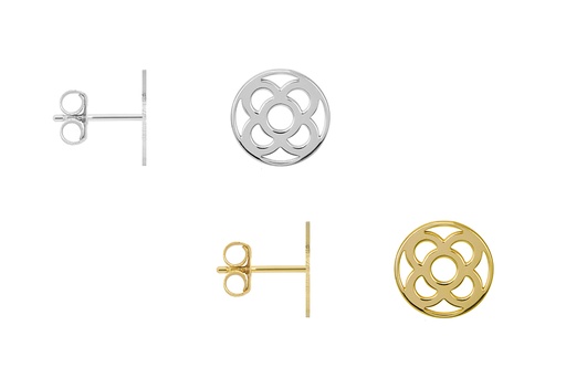 Sterling silver round barcelona flower earring