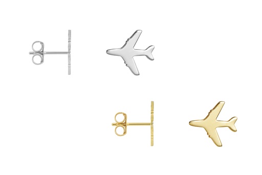 Sterling silver plane earring