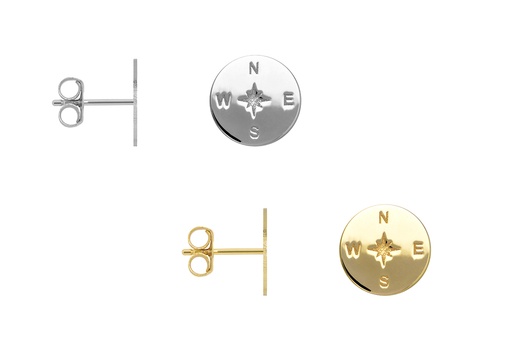 Sterling silver compass rose earring
