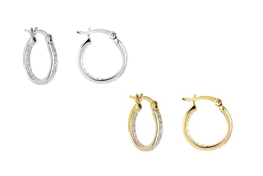Sterling silver zirconia inside hoop earring