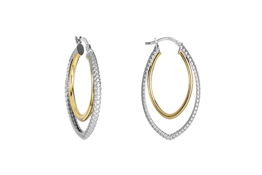 [16034ERDDO] Sterling silver bicolour hoop earring
