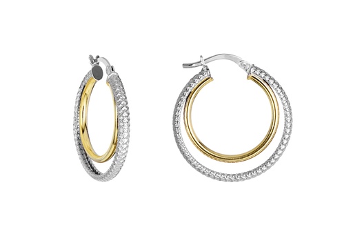 [16035ERDDO] Sterling silver bicolour hoop earring