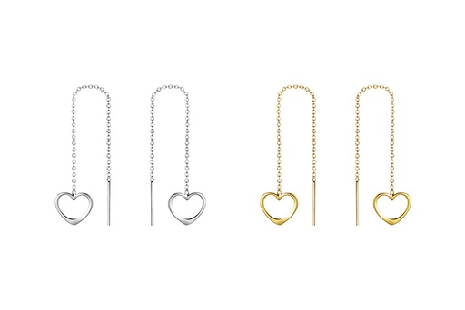 Sterling silver heart chain earring