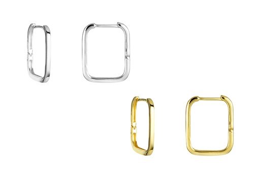 Sterling silver rectangular hoop earring