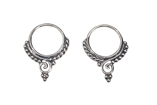 [16110EOX] Sterling silver arabic style hoop earring