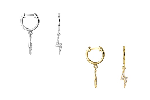 Sterling silver zirconia ray hoop earring