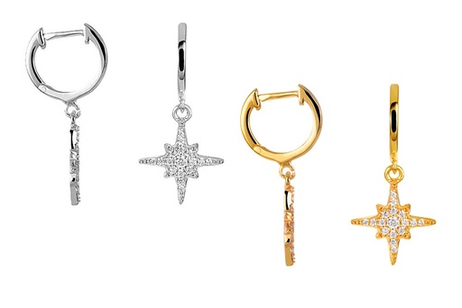 Sterling silver compass rose zirconia earring