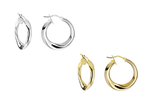 Pendiente plata 925 aro medio giro tubo 3x6mm