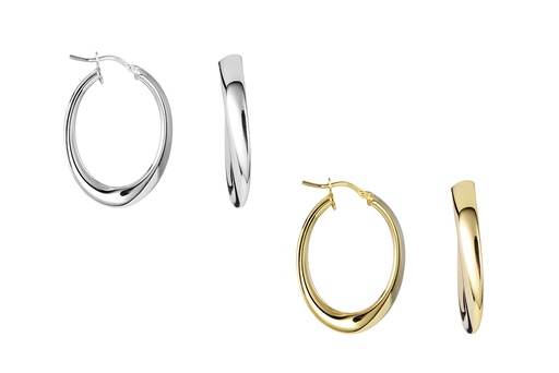 Pendiente plata 925 aro oval medio giro tubo 3x6mm