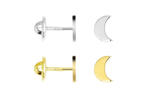 Pendiente plata 925 luna 6x4mm a rosca