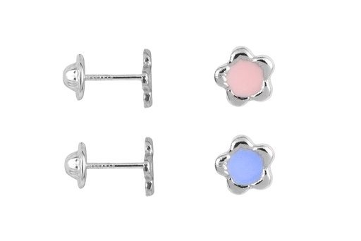 Sterling silver enamel flower baby earring