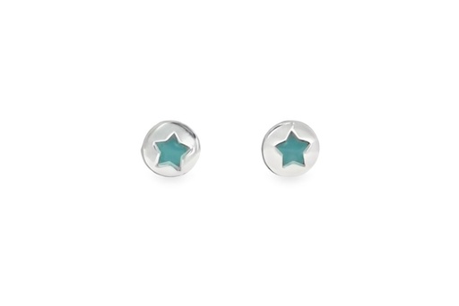 [16213EETUPL] Pendiente plata 925 placa 8mm estrella esmalte