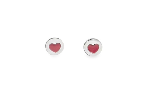 [16215EEFUPL] Pendiente plata 925 placa 8mm corazon esmalte