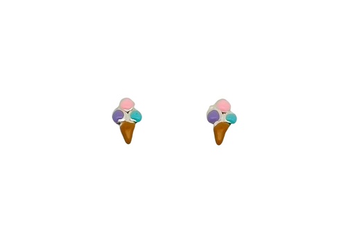 [16220EEMXPL] Sterling silver enamel ice cream cone earring
