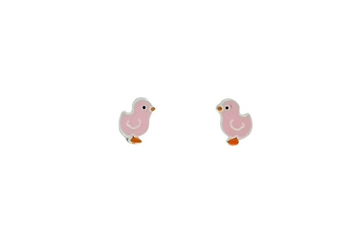 [16224EEROPL] Sterling silver enamel little duck earring