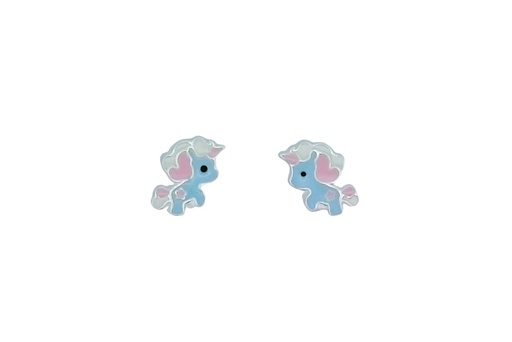 [16232EEACPL] Pendiente plata 925 unicornio esmalte