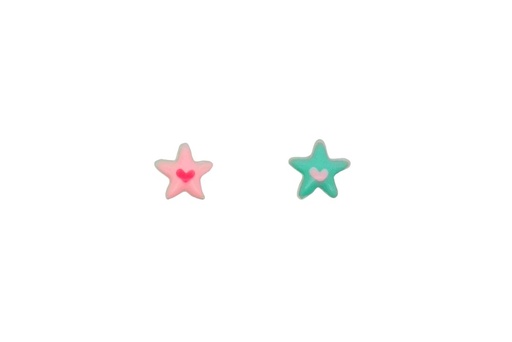 Sterling silver enamel star heart inside earring