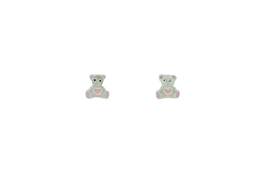 [16245EEROPL] Sterling silver enamel teddy earring