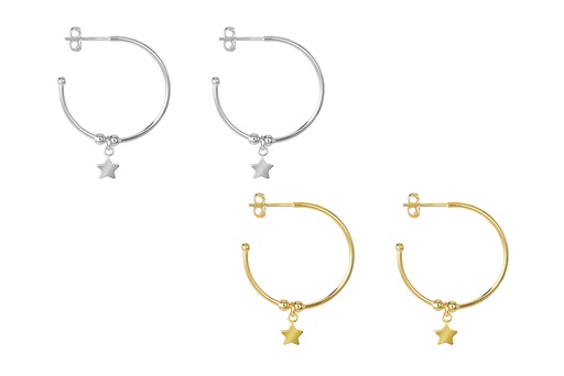 Sterling silver star hoop earring