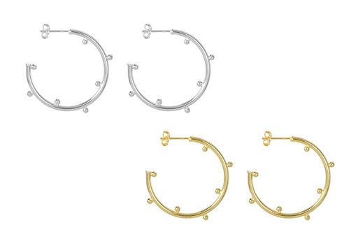 Pendiente plata 925 aro bolitas 2mm