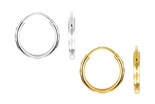 Sterling silver faceted hoop earring