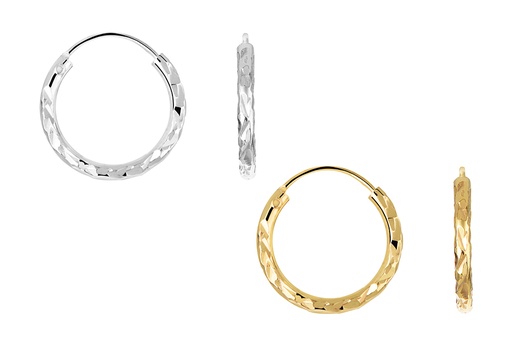 Pendiente plata 925 aro diamantado