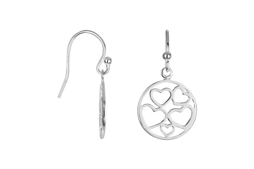 [16432EPL] Sterling silver circle hearts inside earring