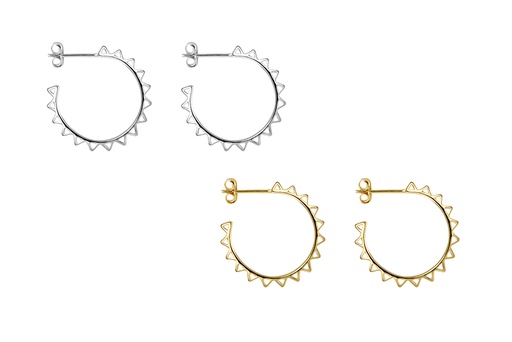 Sterling silver circle with mini triangles earring