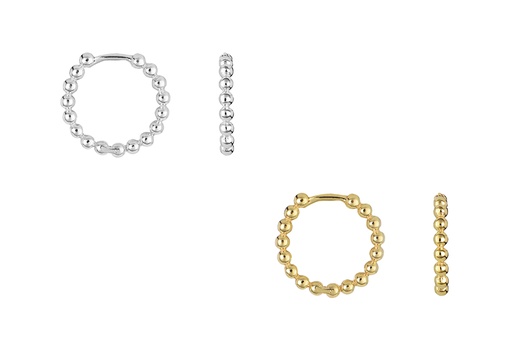 Sterling silver beads hoop earring