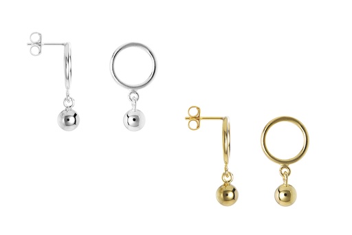 Sterling silver circle & 5mm bead earring