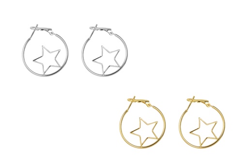 Sterling silver star hoop earring