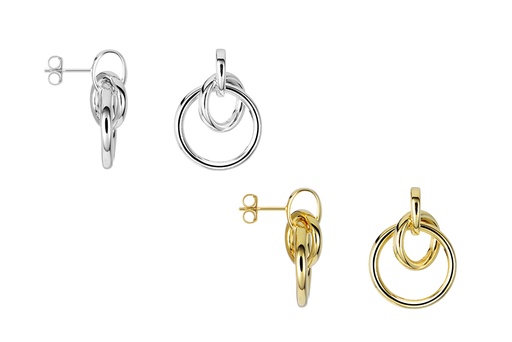 Pendiente plata 925 aros entrelazados