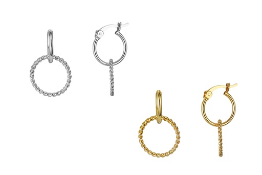 Sterling silver two ring earring