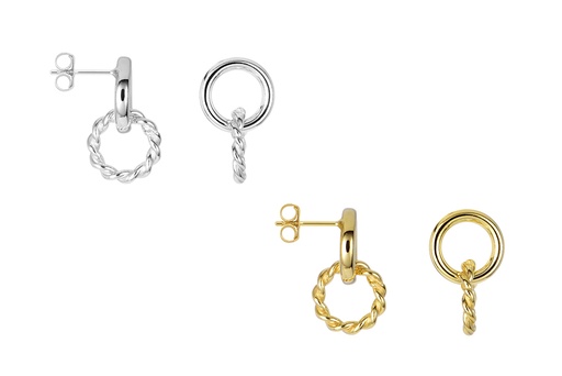 Sterling silver two rings earring