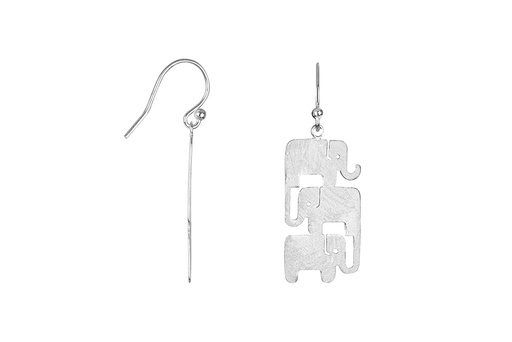 [16452EMAPL] Sterling silver three elephants earring
