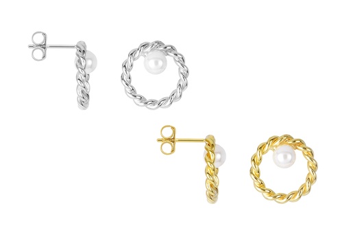 Sterling silver 12mm ring with 4mm pearl earring