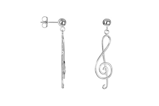 [16458EPL] Pendiente plata 925 clave de sol 33x10mm