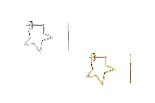 Sterling silver open star earring